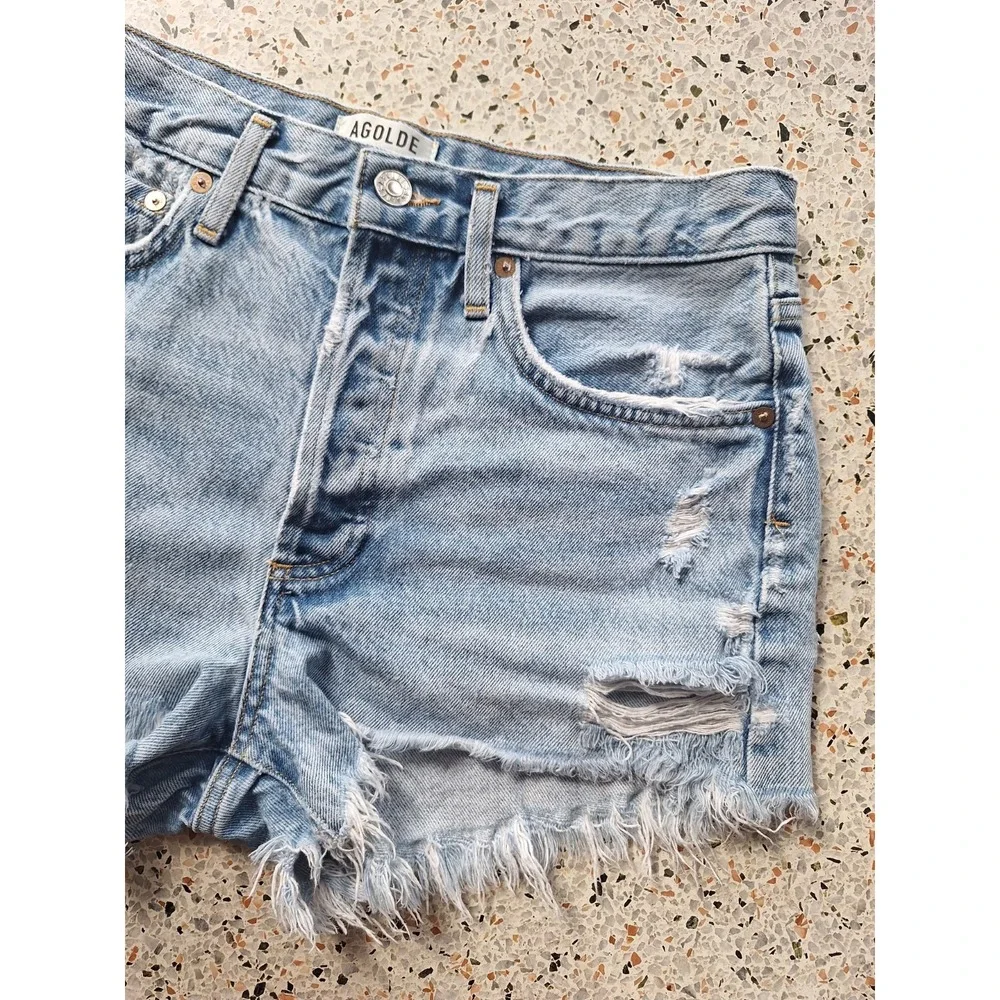 Agolde Parker Vintage Cut Off Distressed Denim Jean Short